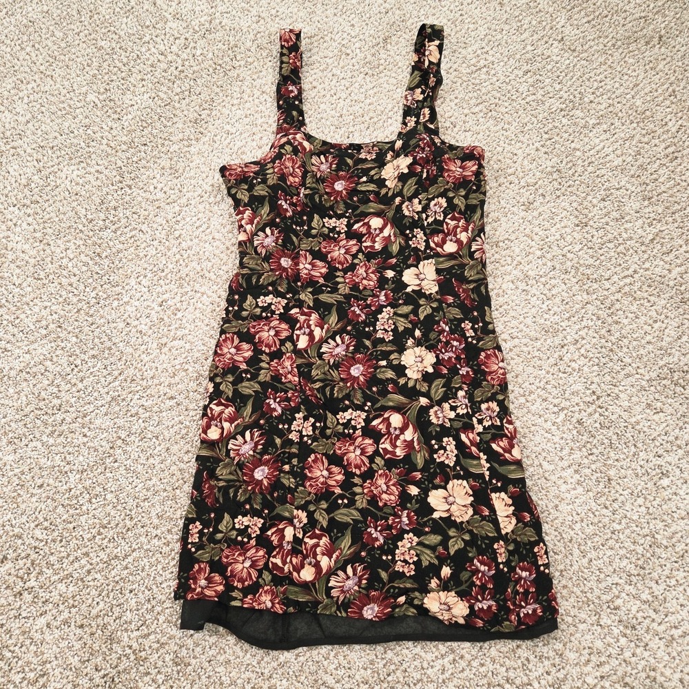 American Eagle‎ Black Floral Mini Dress Whimsigoth Grunge Square Neck Sleeveless